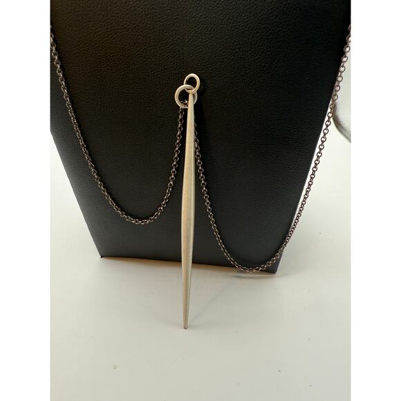 Jane Diaz Sterling Silver Long Spike Pendant Chain Necklace - Picture 2 of 3